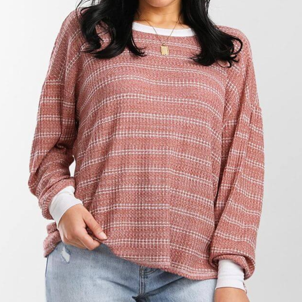 NeW BKE WAFFLE KNIT WOVEN TOP